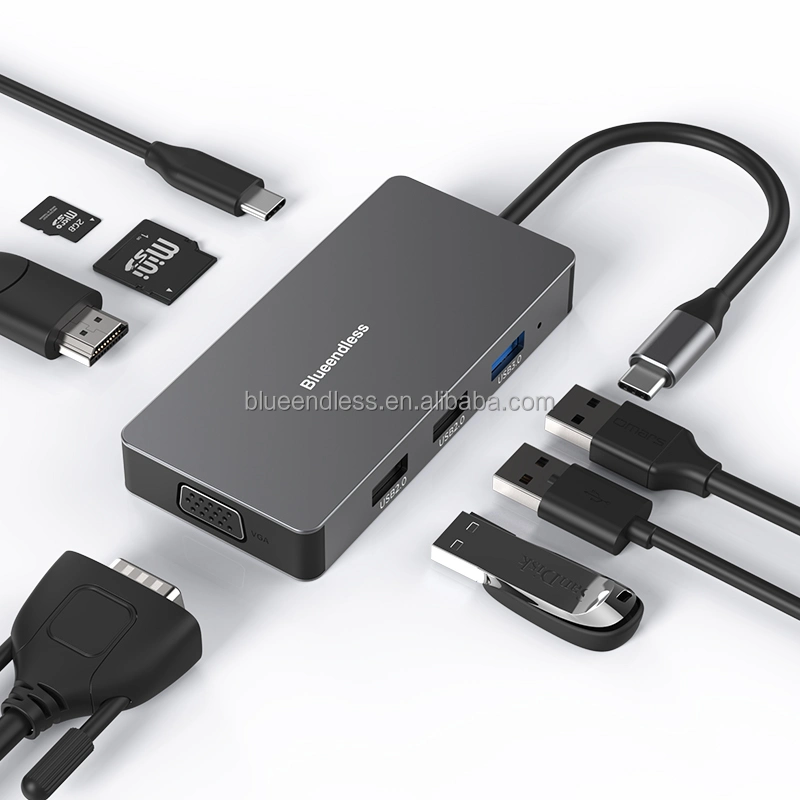 8 in 1 Aluminum HDMI USB-C Hub for MacBook for iPad PRO